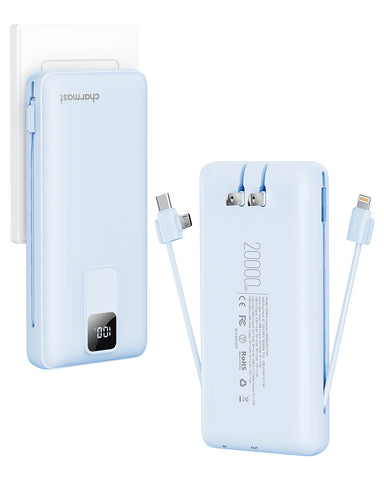 Charmast 20000mAh Portable Charger with Built-in Cables and Wall Plug