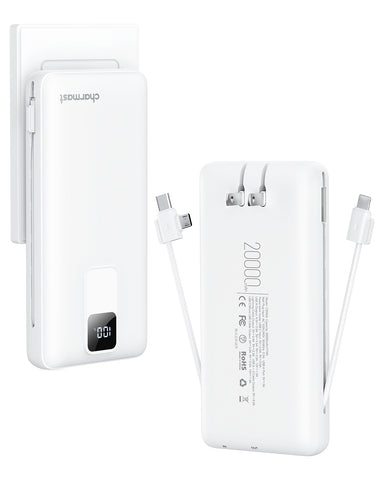 Charmast 20000mAh Portable Charger with Built-in Cables and Wall Plug