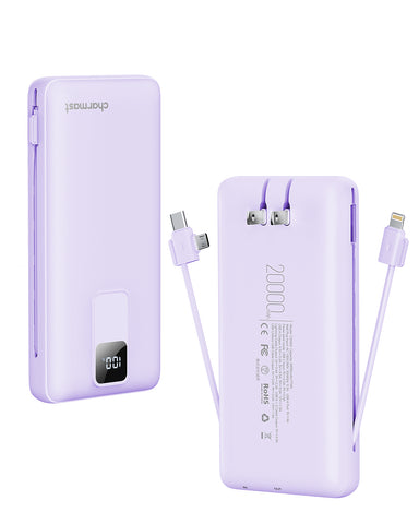 Charmast 20000mAh Portable Charger with Built-in Cables and Wall Plug