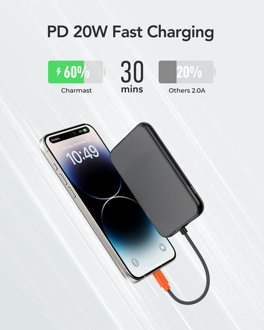 Charmast 5000mAh Slim Portable Charger | Built in for iPhone Cable