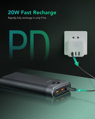 30000mAh 20W Fast Charging Power Bank with LED Display